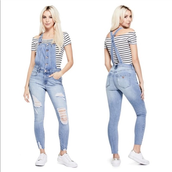 Guess Denim - Guess Aviana Denim Distressed Overalls